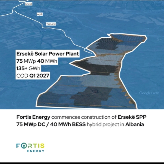 Fortis Energy beginnt mit dem Bau des 75 MWp Solarkraftwerks Ersekë und eines 40 MWh BESS in Albanien