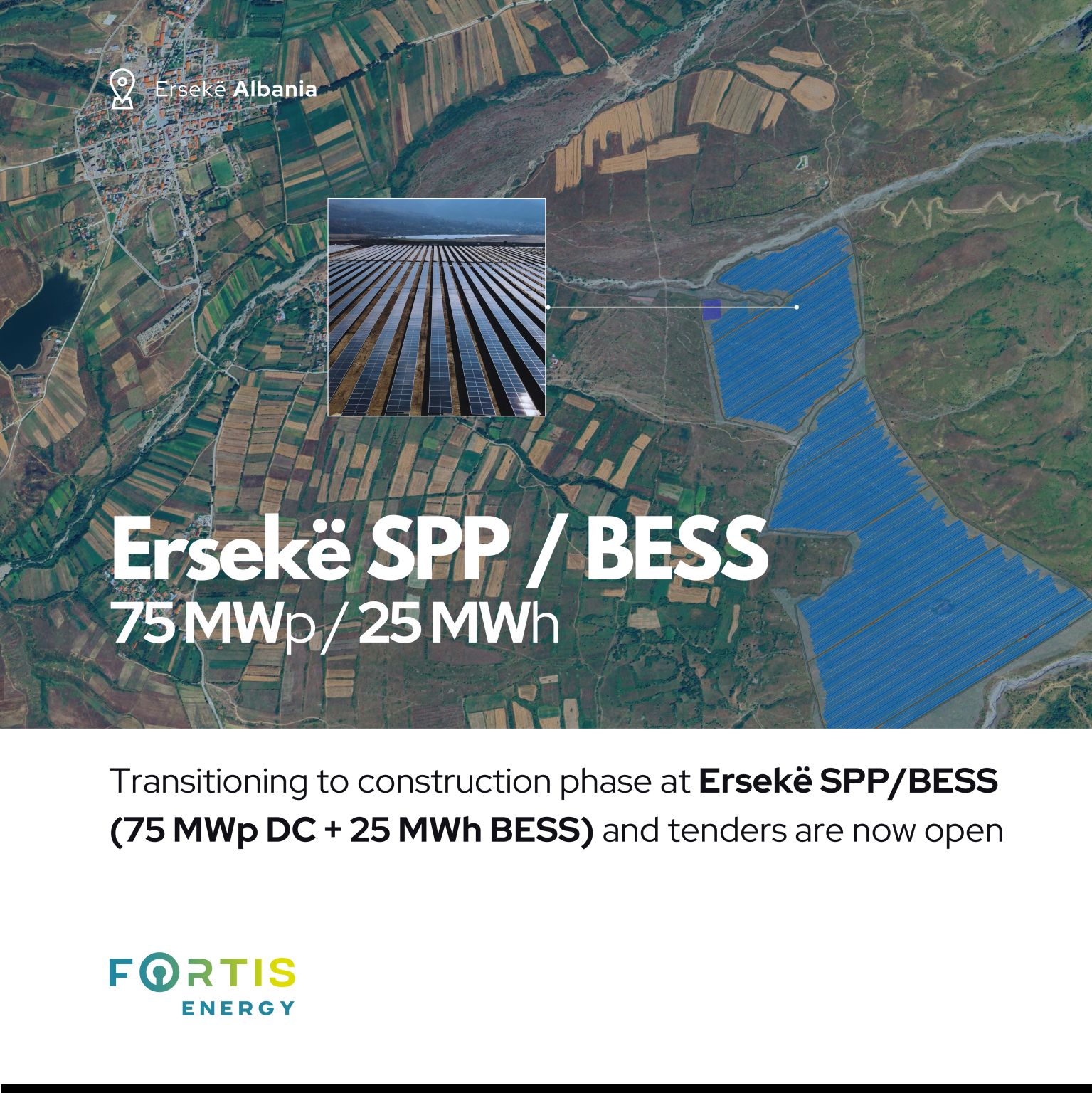 Das 75 MWp / 25 MWh Ersekë SPP/BESS-Projekt in Albanien ist in die Bauphase übergegangen.