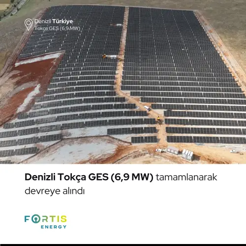 Fortis Energy has completed and commissioned the 6.9 MWp (6,906 kWp) Tokça SPP in Çivril, Denizli.